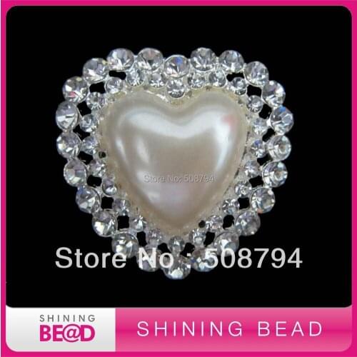 Pearl rhinestone brooch for bouquet,free shipping,hot sale heart pearl rhinestone brooch for wedding invitation card