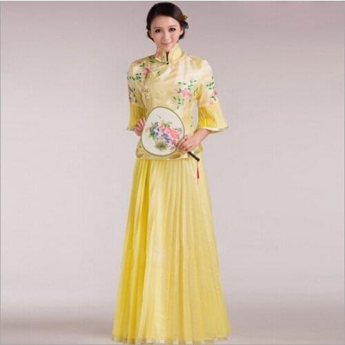 Chinese Style Hand-embroidered Clothes Women Zither Performances, Cosplay Skirt /Retro Dress Free Shipping 003