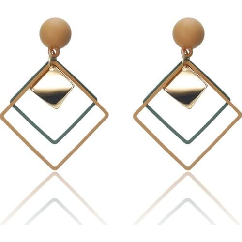 Womens Earrings Korean Trend Acrylic Drop Earrings for Women Statement Geometric Round Gold Earring 2021 Fashion Female Jewelry