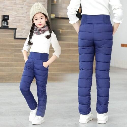 Girls Winter Pants Toddler Kid Boys Cotton Padded Thick Warm Trousers Waterproof Ski Pants 9 10 12 Year High Waist Leggings Baby