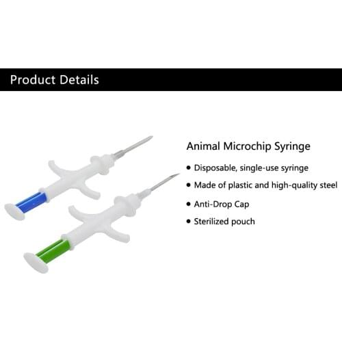 1pcs/lot 134.2KHz ISO FDX-B Animal Dogs 2.12*12mm Pet Microchips Transponder Syringe animal Id Implantable Syringe injector