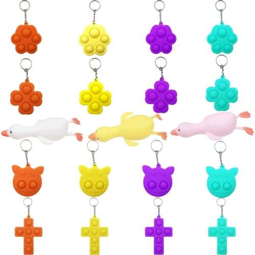 Keychain decompression vent toy cute shape multi-color silicone finger bubble decompression toy pendant interesting gift 1pcs
