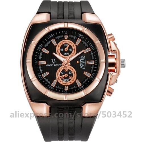 100pcs/lot V8-3 Stud Scale Watch Strap Silicone Belt Watches Cool Wrist Watch For Men Two Eye Factory Pricerelogio masculino