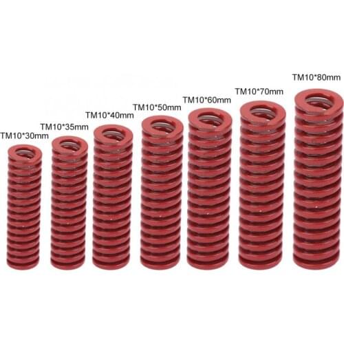 2pcs OD 10mm ID 5mm High Accuracy Steel Red Medium Load Mould Die Spring