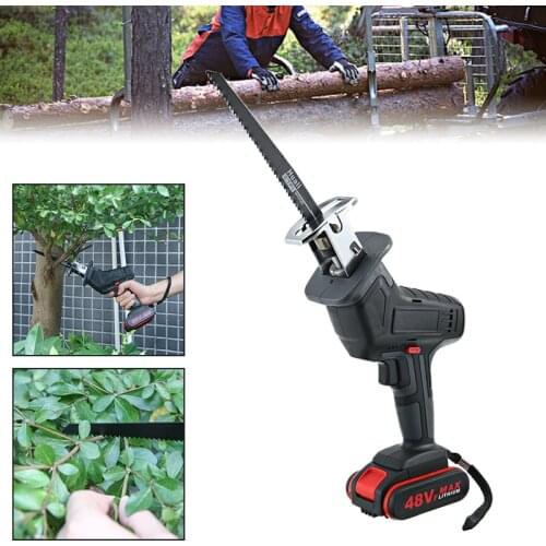 48VF Cordless Logging Chainsaw With 4 Blades Electric Wood Metal Reciprocating Saws With Power Adapter Woodworking Power Tool