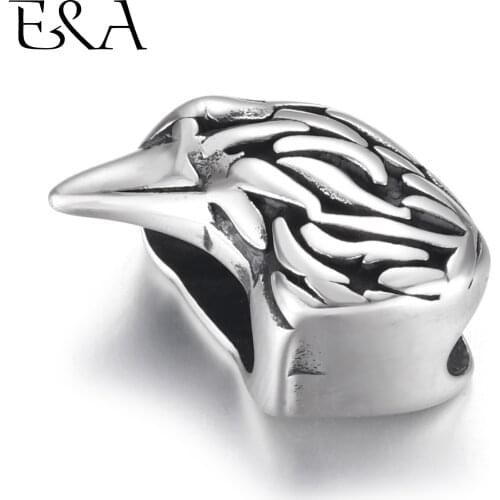 Stainless Steel Slider Beads Goshawk Head Hole 11*5mm Slide Charms for Leather Bracelet Jewelry Making DIY Accessories Supplies