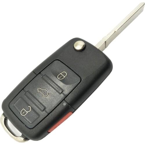 4 Buttons Flip Remote Entry Key Case For VW Volkswagen Jetta Passat Golf Beetle Rabbit GTI CC EOS No Chips Inside