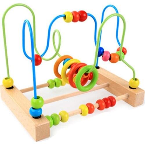 Baby Montessori Educational Math Toy Wooden mini Circles Bead Wire Maze Roller Coaster Abacus Puzzle Toys for Kids Boy Girl Gift