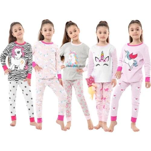 Kids Pajama Casual Toddler Girls Sleepwear Cotton Baby Boys Pyjama Long Sleeve Children Homewear Unicorn Cartoon Teen Pijama