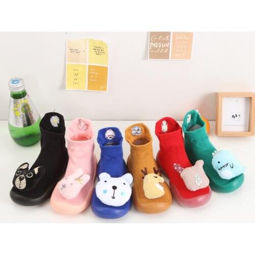 Kids Booties Animal Cartoon Baby First Walkers Children Slipper Panda Dinosaur Christmas Floor Socks Shoes Rubber Soft Soles