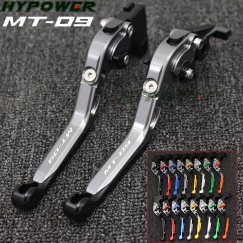 For Yamaha FJ-09/MT-09 Tracer 2015-2018 With Logo(MT-09) Black+Titanium CNC Adjustable Folding Motorcycle Brake Clutch Levers