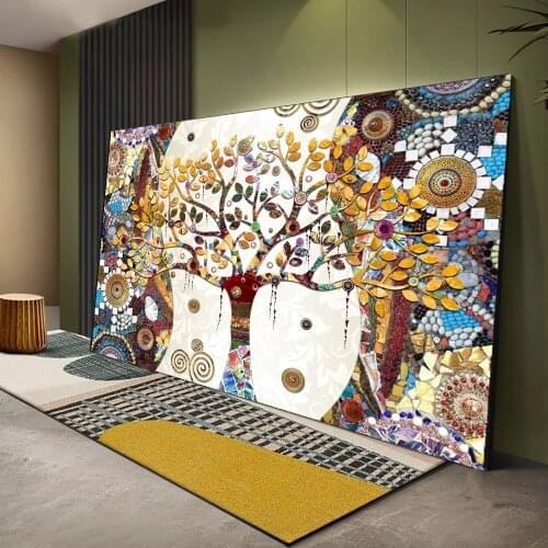 Tree of life Gustav Klimt Landscape Wall Art Canvas Scandinavian Poster Print Modern Wall Art Picture for Living Room