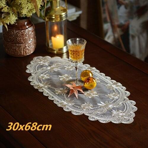 European Oval Lace Embroidered Western Table Cloth Wine Champagne Glasses Non-slip Banquet Party Christmas Wedding Decoration