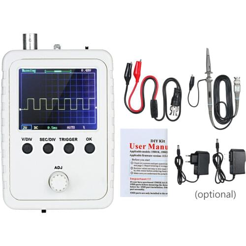 KKmoon 2.4" TFT Digital Oscilloscope Kit with Power Adapter and BNC-Clip Cable Probe DS0150 (Assembled Finished Machine)
