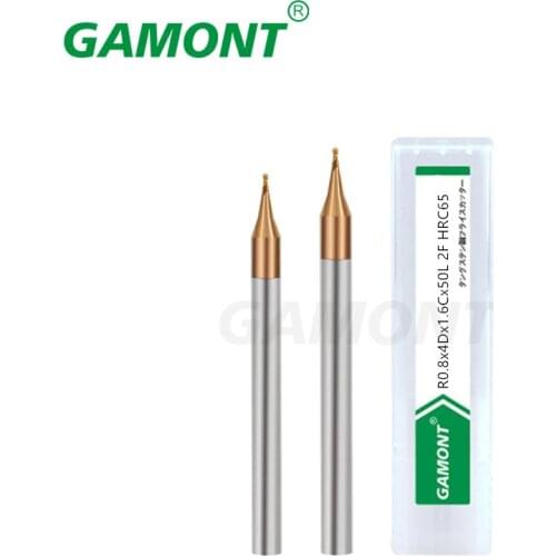 GAMONT HRC55 Tungsten Coated Steel Milling Cutter Small Diameter Ball Nose End Mills Carbide Machining Cutting Tools For Metal