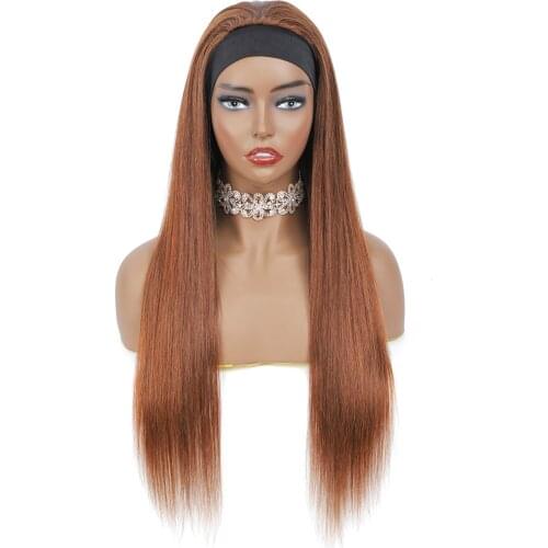 Ginger Colored Human Hair Wigs Straight Headband Wig Human Hair No Glue Brazilian Remy Hair Wigs For Black Women Fuduete