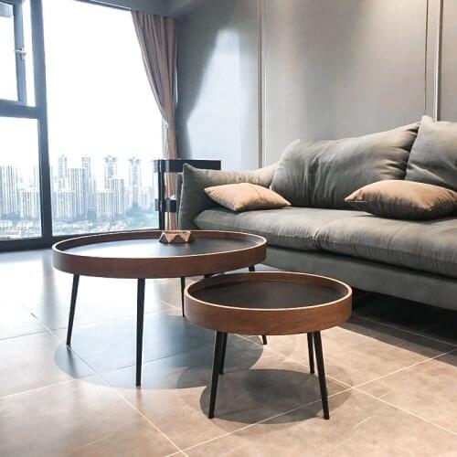 Round Coffee tables Minimalist Simple Modern Wood metal Casting Sofa Side Table very nice quality home ornament WF