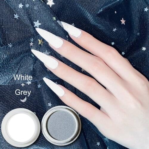 MIZHSE 20g Gray White Magic Color Nail Polish Reflective Powder Super Bright Bar Disco Powder Glitter Powder Pigment Shiny Dust