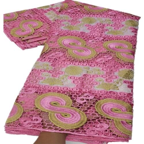 Fashion African Guipure Net Cord Lace Fabric Nigerian Water Soluble Cord Lace Fabric For Party Material HL-145