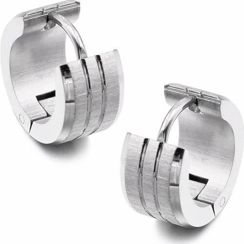 GOKADIMA Trendy Simple Earrings Stainless Steel Mens Korean Metal Jewelry Wholesale