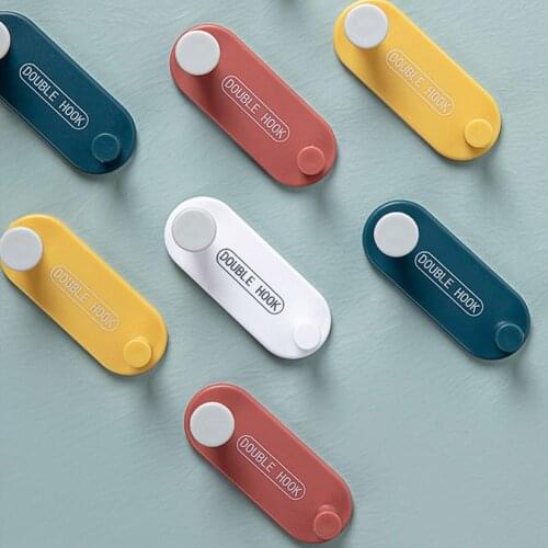 4Pcs 2-hanger Strong Traceless Punch Free Wall Hook Hat Wire Earphone Organizer Wall Hooks Home Accessories