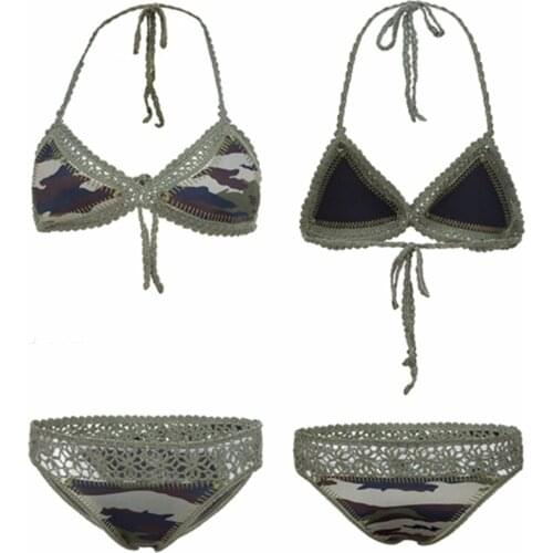 New Arrival High Quality Ourdoor Neoprene Bikini Set Sexy Handmade Crochet Swimsuit Swimwear