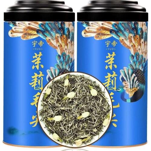2021 new tea jasmine tea strong fragrance small white ho spring tea green tea leaves loose canned 250g/500g