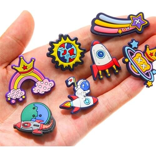 New 10PCS Shoe Charms Silicone Cartoon Rocket Shoe Decoration Shoe Accessories Cute Shoe Buckle For Kids Girls Gift
