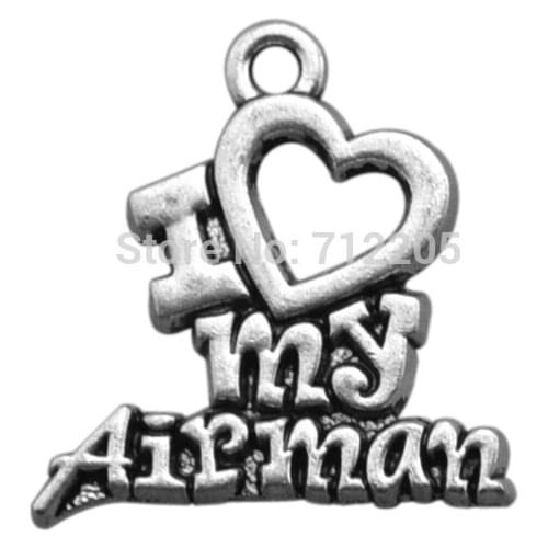 Romantic Antique Silver plated Series I Love My Airman letters Fashion Charms ( H107704)