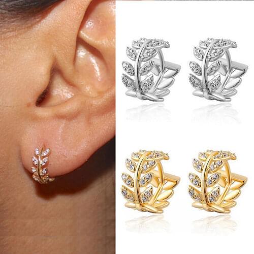 Elegant Leaves Hoop Earrings For Women Girls Trendy Classic Style Gold Silver Leaves Hoop Earring Fashion Jewelry Gifts
