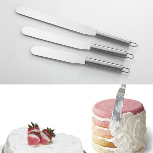 3pc/set 6/8/10 Inches Stainless Steel Butter Cake Cream Spatula for Cake Smoother Fondant Baking Pastry Cake Decorating Tool