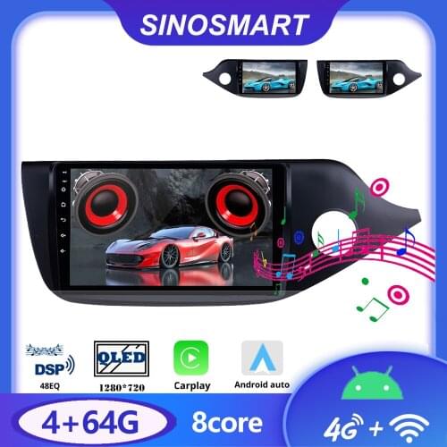 Sinosmart 8 Core,DSP 48EQ Car GPS Navigation Radio for Kia Ceed 2din 2.5D IPS/QLED Screen
