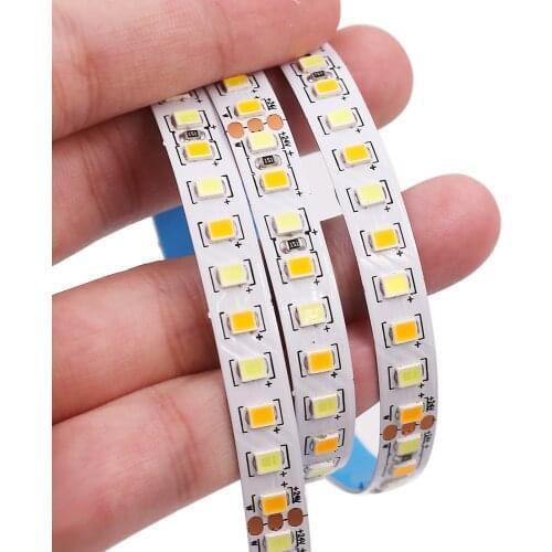 5M CCT Led Strip Light 24V DC 2835 SMD 180LEDs/M Warm White+ White Pixel Strip Flexible LED Tape Home Decoration 8MM PCB New