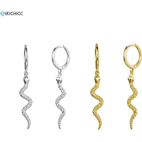Kikichicc 925 Sterling Silver 12mm Snake Drop Earring Circle 40mm Dangle Charm Women Crysyal Zircon CZ Luxury Earring Jewelry