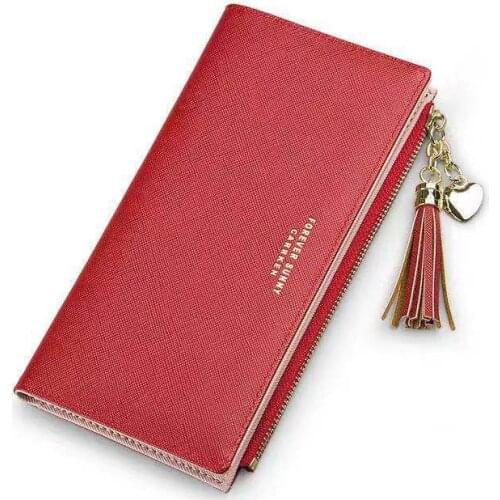 Tassel Wallet Women Long Cute Wallets Leather Tassel Wallets Zipper Solid Color Multi-Function Simplicity Fashionable Versatile