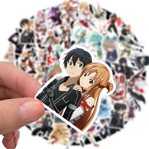 10/50pcs Sword Art Online Stickers Decal For DIY Laptop Suitcase Car Trunk Skateboard Guitar Motorcycle Japanese Anime Sticker