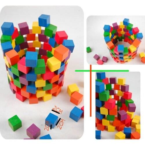 100PCS/LOT.2cm wood cube,Colorful wood block,Wooden cube building blocks,Early educational toys.Birthday gift.Freeshipping