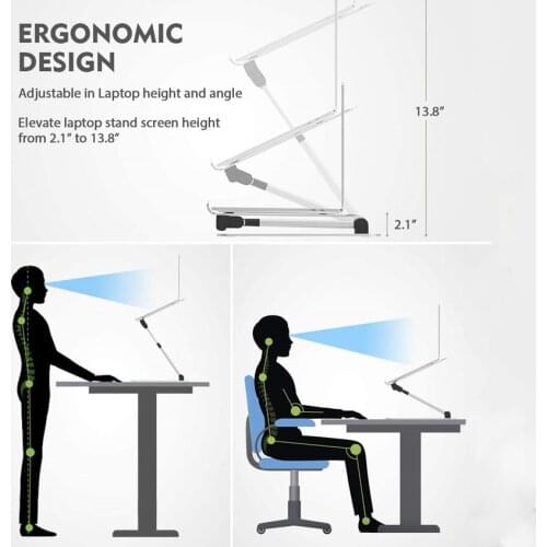 2021 Portable Adjustable Height Laptop Desktop Stand Table Foldable Aluminum Alloy Laptop Holder Desk