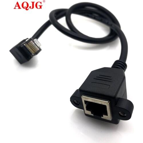 30cm 60cm 1M 1.5M 90 degrees UP Angle RJ45 Male to Female Screw Panel Mount Ethernet LAN Network Extension Cable converter