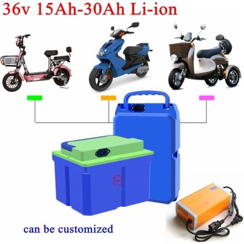 36V 15Ah-30Ah lithium battery Pack with BMS for 250W 350W electric bicycle and scooter trolling motor inverter +3A Charger