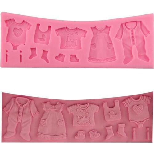 3D Baby Clothes Shower Silicone Moulds Fondant Kitchen Accessories Cake Molds For Candy Chocolate Baking Tools