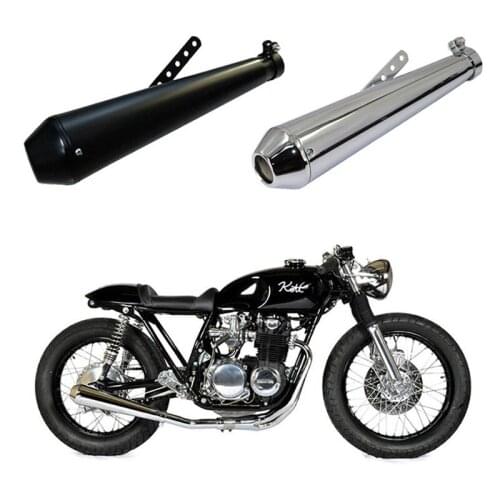 45mm Universal Motorcycle Exhaust Tail Pipe Without Muffler Stainless Steel 440mm Exhaust System Modified For ATV Street Bike