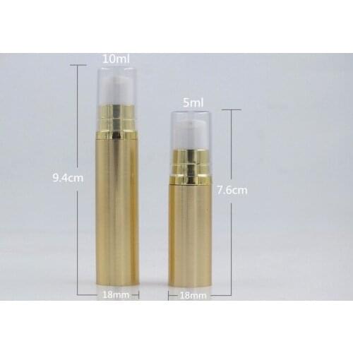 5ml 10ml Airless Pump Bottle Empty Eye Cream Container Lotion and Gel Dispenser Gold Silver W8089