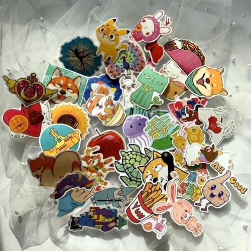 5 Sets = 200PCS Cartoon Small Fresh Stickers Guitar Skateboard PVC Waterproof Stickers