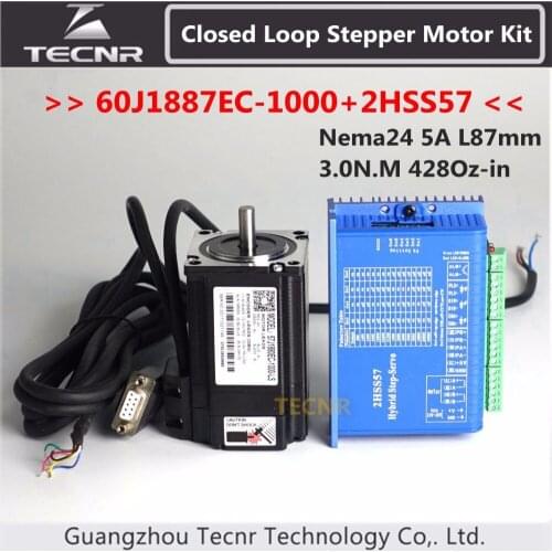 60J1887EC-1000+2HSS57 Nema24 Hybird Closed Loop Stepper Motor Kit 3.0N.m 428Oz-in 2 phase stepper motor driver