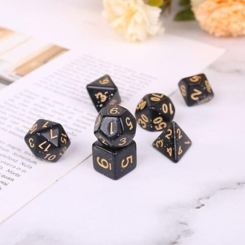 7pcs/set Acrylic Polyhedral Dice for Board Game DND D4-D20 Party Game Black Dice