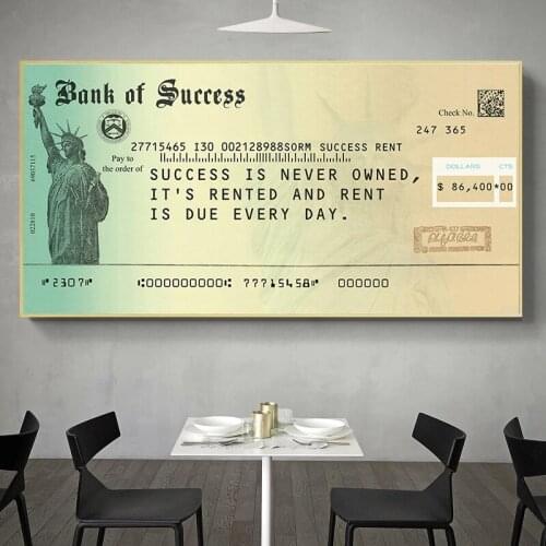 BANK of SUCCESS Wall Art Motivational Canvas Painting Wall Art Posters Prints Inspirational Wall Pictures for Office Bedroom