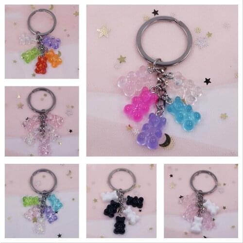 1PC Women Keychain Gummy Bear Handbag Keyring Flatback Resin Pendant Charms Colorful for Women Childrens Dropship