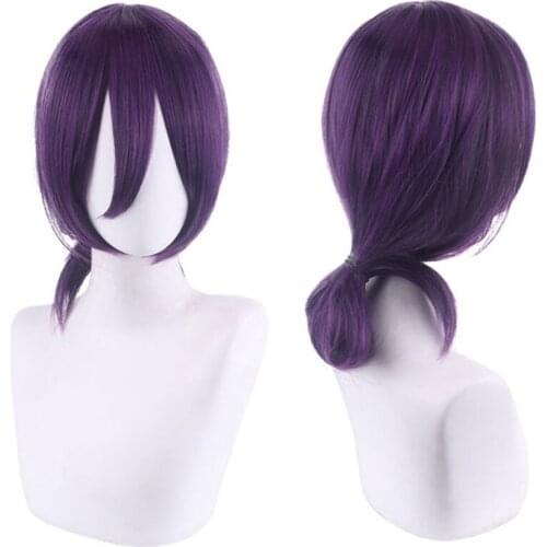 Cos Gift 35cm Anime Chainsaw Man Reze Wig Cosplay Wigs Playing Brownish Purple Hair Halloween 1:1 Wigs Cap