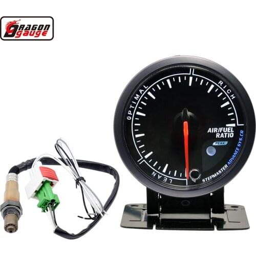 Dragon Gauge 60mm Auto Car Ratio Air Fuel Ratio Gauge (Black Bracket) White And Red Backlight Auto Gauge Meter Free Shipping